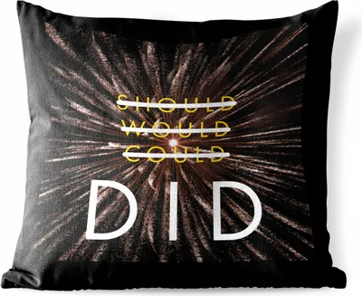 Produktbild von MuchoWow® Outdoor Kissen - Sollte, würde, könnte, hat' - Zitate - Sprichwörter - 50x50 cm - Wetterfest - Lounge Kissen - Komfortabel - Kissen mit Bild