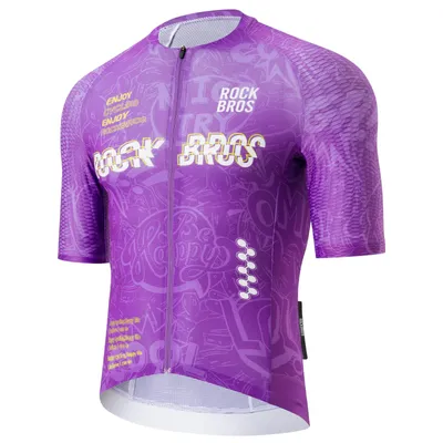 Produktbild von ROCKBROS Herren Fahrradtrikot Kurzarm, Atmungsaktives Schnell Trocknend Radtrikot mit Reißverschluss für Outdoor Lila EU Gr. L