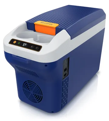 Produktbild von Brandson Elektrische Kühlbox 10 L, Kühlt & hält Warm, von -10 bis +65°C, für die Mittelkonsole, 10 l, 230 V Netzspannung und 12 V KFZ Auto Bordspannung