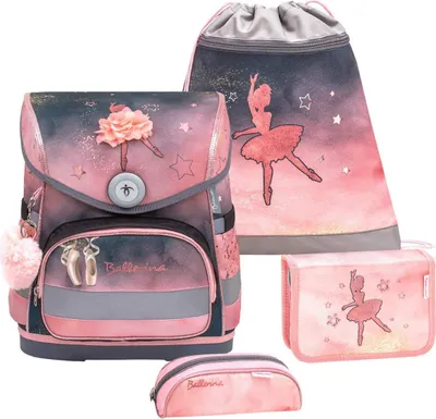 Zdjęcie produktu dla Belmil zestaw tornistrów COMPACT 2024 z zamkiem magnetycznym Ballerina Black Pink (motyw: Ballerina) dla dziewczynek
