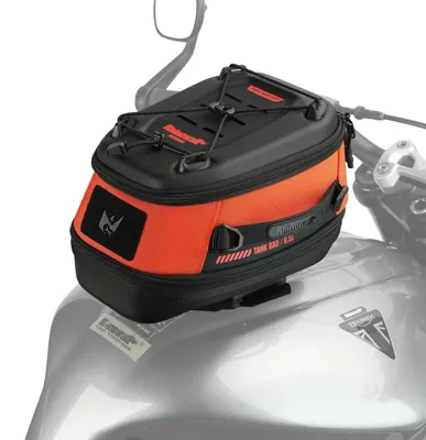 Immagine prodotto di Borsa serbatoio per moto, magnetica, con sistema di fissaggio rapido, espandibile da 5 a 6,5 litri, con coperture impermeabili, colore arancione
