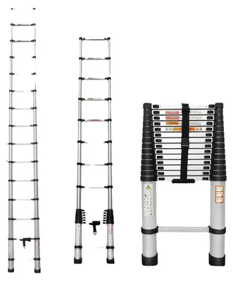 Obrázek produktu pro Teleskopická žebřík, nosnost 150 kg, přenosný design, stříbrná barva