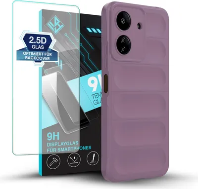 Produktbild von Handy Hülle für Xiaomi Redmi 13C mit 9H Displayglas Displayschutz Plus Grip Case Cover Schutzhülle Softgrip Farbe: Violett