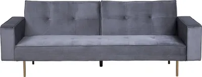 Produktbild von BELIANI Sofa Grau Samtstoff 3-Sitzer Schlaffunktion Modern Wohnzimmer