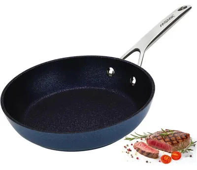 Immagine prodotto di Padella antiaderente da 20 cm, colore blu, adatta per induzione, spessore 4 mm, in acciaio inossidabile, adatta al forno e lavabile in lavastoviglie