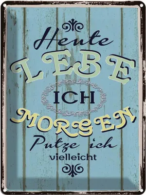 Produktbild von vianmo Blechschild 40x30 cm heute lebe ich morgen putze Spruch Zitat