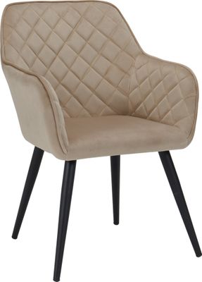 Esszimmerstuhl Armstuhl Stoff Samt oder Stoff mit Lederoptik Sessel Metallbeine, Farbe:Cappuccino, Material:Samt