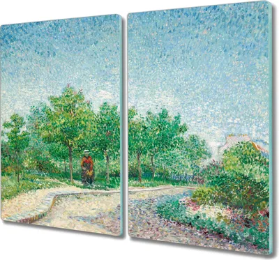 Produktbild von Coloray Küchenbrett Kochplattenabdeckung Hackbrett Schneidebrett Herdabdeckplatte 2x30x52 cm - Natur Bäume Van Gogh