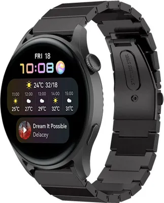 Produktbild von Strap-it Huawei Watch 3 (Pro) Metallarmband (Schwarz)