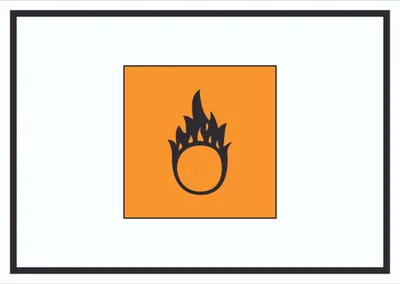 Produktbild von Schild Gefahrensymbol Brandfördernd Symbol Brand A1 Rückseite selbstklebend