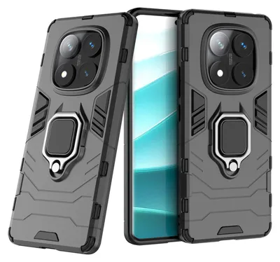 Produktbild von Hülle für Xiaomi Redmi Note 14 Pro 4G Handyhülle Drehbar Ringhalter Magnet Bumper Case in Schwarz