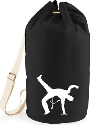 Produktbild von Huuraa Seesack Capoeira Silhouette 20 Liter Black Baumwolle Rucksack Geschenkidee