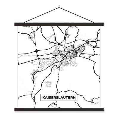 Obrázok produktu pre MuchoWow® Textilný plagát - Mapa - Kaiserslautern - Mapa mesta - 40x40cm - S čiernymi lamelami