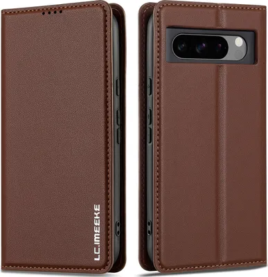 Immagine prodotto di Custodia magnetica in pelle flip per Google Pixel 8 Pro, con slot per schede e funzione stand Marrone