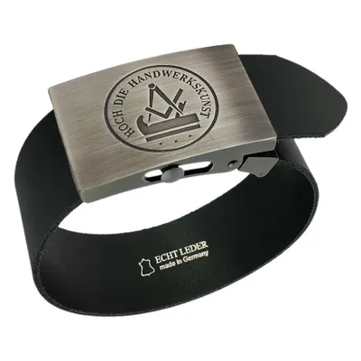 Produktbild von Hosengürtel Tischler und Schreiner Handwerk und Zunft - schwarzer Ledergürtel - 4 cm breit, Einheitslänge - kürzbar
