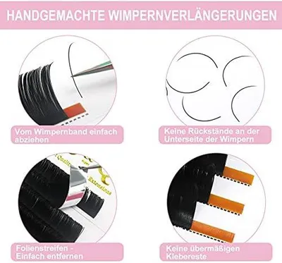 Produktbild von Einzelne Volumenwimpern zur Wimpernverlängerung, C-Curl, 0.07, 8–15 mm Länge, 8-15MIX