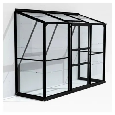 Produktbild von Anlehn-Gewächshaus Styx 1300, schwarz, 1,3 m², 3 mm ESG | Wetterfestes und stabiles Wand-Gewächshaus zur Pflanzenanzucht | Geeignet für Gemüse, Kräuter und Blumen