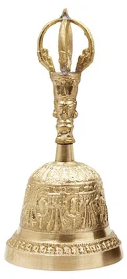Tibetische Handglocke aus Messing, Retro-Stil, 7,6x16,5 cm