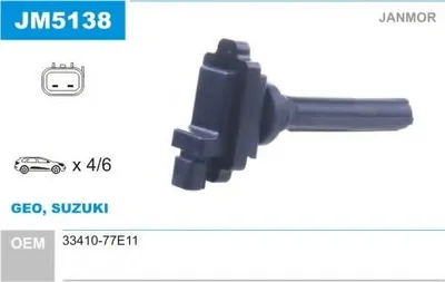 Produktbild von JANMOR JM5138 Zündspule für SUZUKI Grand Vitara II SUV (JT, TE, TD) BALENO (EG) BALENO Schrägheck (EG) BALENO Kombi (EG)