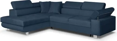 Produktbild von Ecksofa mit Schlaffunktion, CREDO Wellenfederung, links - Marineblau