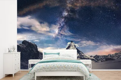 Produktbild von MuchoWow® Fototapete für Wohnzimmer oder Schlafzimmer Wandtapete Vinyl Motivtapete Matterhorn und Sternenhimmel bei Zermatt Schweiz - 525x350 cm - Das Hintergrundbild