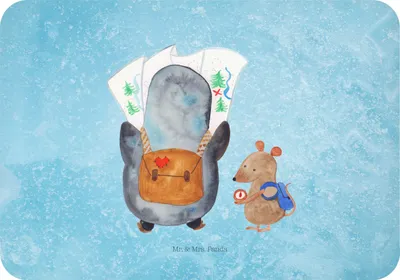 Produktbild von Mr. & Mrs. Panda magnet Pinguin & Maus Wanderer - Eisblau - Geschenk, Kühlschrankmagnet, haftmagnet, küchenmagnet, Wandern, whiteboardmagnet, Abenteuer, Notizhalter