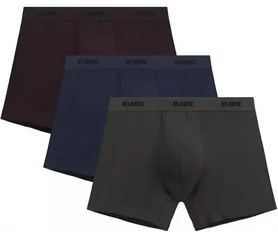 Productafbeelding van Lange boxershorts Atlantic, gemaakt van katoen, in de kleuren bruin/khaki/marineblauw, maat M