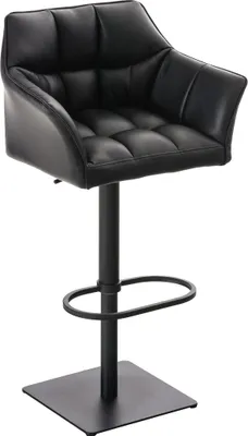 Produktbild von Barhocker SIHAR - Kunstleder Schwarz 64x45x88 cm Schwarz | Barstuhl Höhenverstellbar Mit Lehne Drehbar Tresenhocker Tresenstuhl Kneipenhocker