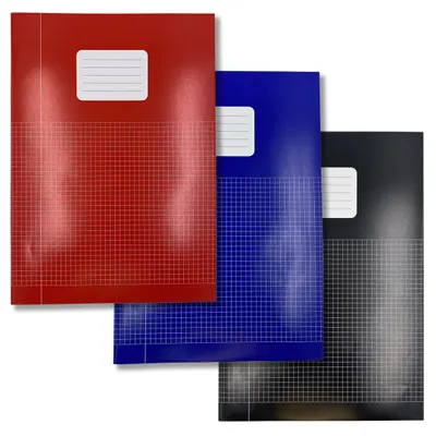 Produktbild von DULA Schulheft - 5er Pack - A4 Format Quadratisch 5 mm - Rot/ Blau/ Schwarz - Schulheft kariert