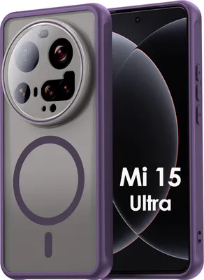 A smartphone with a purple case and a visible camera module is shown next to a screen displaying marketing text.