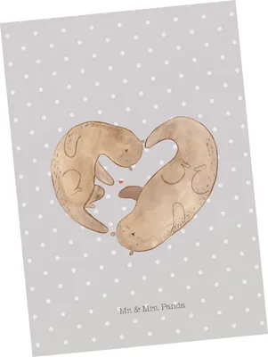 Produktbild von Mr. & Mrs. Panda Postkarte Otter Herz - Grau Pastell - Geschenk, bildkarte, Grußkarte, Seeotter, Ansichtskarte, Postkarten, Ansichtskarten, Liebe