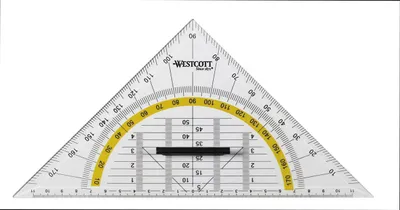 Obrázok produktu pre Plastový geometrický trojuholník Westcott s odnímateľnou rukoväťou, 22 cm, priehľadný