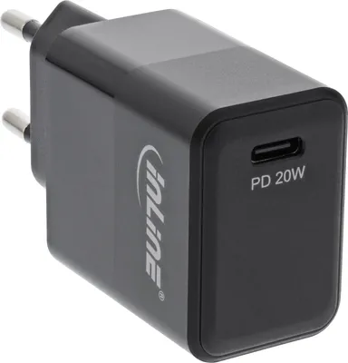 Zdjęcie produktu dla Ładowarka sieciowa InLine® 31500B USB PD z pojedynczym portem USB typu C, Power Delivery, 20 W, czarna