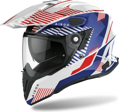 Zdjęcie produktu dla kask COMMANDER Boost, AIROH (błyszczący biały/niebieski, rozmiar XXL) 2023
