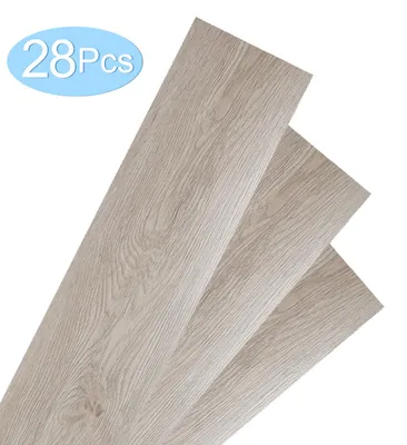 Immagine prodotto di Pavimento in PVC vinilico, 4 m², autoadesivo, formato listone, antiscivolo, resistente all'acqua, 28 pezzi, effetto legno (grigio chiaro)