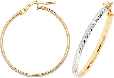Produktbild von 9 Karat (375) Bicolor Gold Damen - Creolen / Ohrringe - 25mm; TRS15959MM25