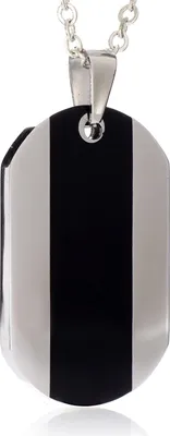 Produktbild von Edelstahl Anhänger Dog Tag mit Epoxy Schwarz und Edelstahl Kette - PD1836 - 45 Zentimeter