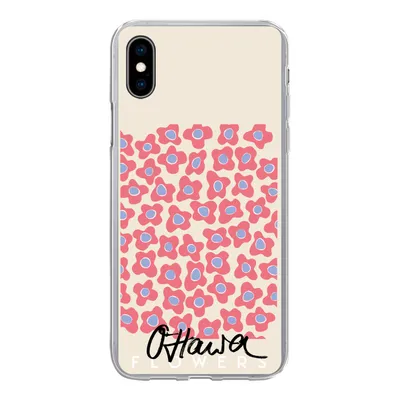 Produktbild von MuchoWow® Handyhülle Schutzhülle Hülle für iPhone Xs Blume - Muster - Rosa Silikon Softcase Handy Hülle - Handytasche