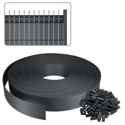 Produktbild von QEENTOE PVC Sichtschutzstreifen, Sichtschutz Zaun 5cmx70m inkl 140 Clips Zaunblende für Doppelstabmattenzaun & Stabmattenzaun, Anthrazit
