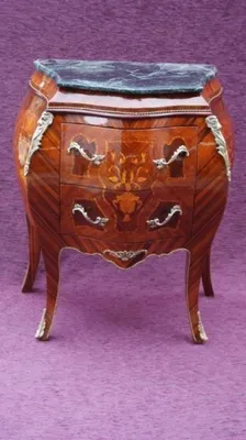 Image de Casa Padrino Commode baroque avec plateau en marbre brun marqueté H 81 cm, L 70 cm - Modèle Acajou - Table de chevet Console