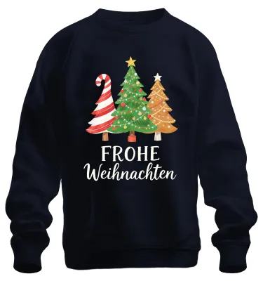 Produktbild von FROHE Weihnachten Weihnachtsbaum Tannenbaum Zuckerstange Sweatshirt Pullover, Navy, XXL