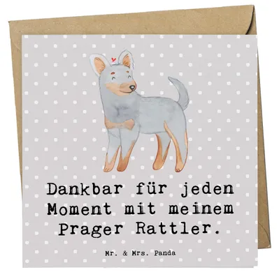 Produktbild von Mr. & Mrs. Panda Grußkarte Prager Rattler Moment - Grau Pastell - Geschenk, doppelkarte, Pincher, faltkarte, Glückwunschkarte, anlasskarte, Klappkarte