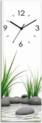 A clock with a zen garden motif.