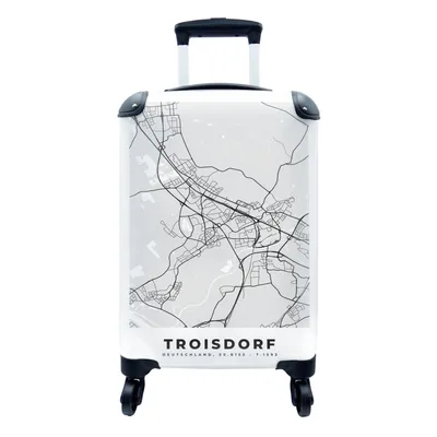 Produktbild von MuchoWow® Koffer Handgepäck Trolley Rollkoffer Kleine Reisekoffer mit 4 Rollen - Karte - Troisdorf - Deutschland - Stadtplan - Cabin Size < 55x40x23 cm & 55x40x20 cm - Fotokoffer - Kabinenkoffer - Boardgepäck - Reise-Box - Reisekoffer - Reisegepäck - Koffer mit Bild - Trolley für Kinder