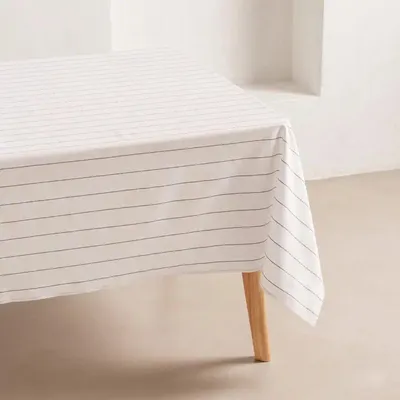 Immagine prodotto di GAMUSI Tovaglia con linee in rilievo, cotone, design moderno, tavolo BAS - 150 x 100 cm Lino