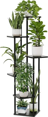 Produktbild von Blumenständer Schwarz Hoch mit 6 Ebenen, Balkon und Ecke