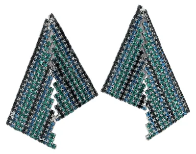Image de AVANT-GARDE PARIS Boucles d'oreilles asymétriques triangulaires en cristal bleu
