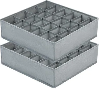 Productafbeelding van Ibenzoa® Multifunctionele, inklapbare lade-organizer, set van 2 met 24 vakken (30x30x9 cm), ademend polyestervlies – ideaal voor sokken en accessoires