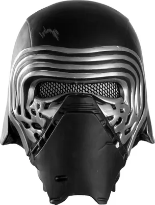 A close-up front view of a Kylo Ren mask.