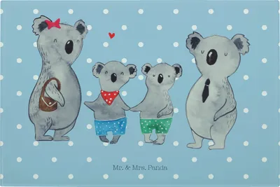 Produktbild von Mr. & Mrs. Panda schneidbrett Koala Familie zwei - Blau Pastell - Geschenk, Koalabär, Schneidplatte, Zusammen, Hackbrett, Glas, Muttertag, Küchenbrett, Schneideplatte